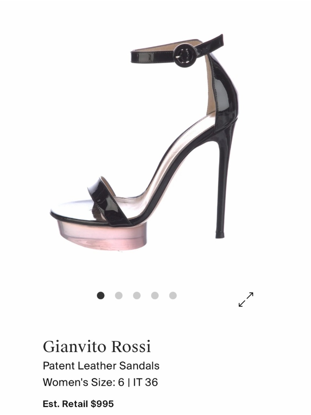 Gianvito Rossi Black Patent Leather Platform Stiletto Sandals | Size 7.5 | NEW